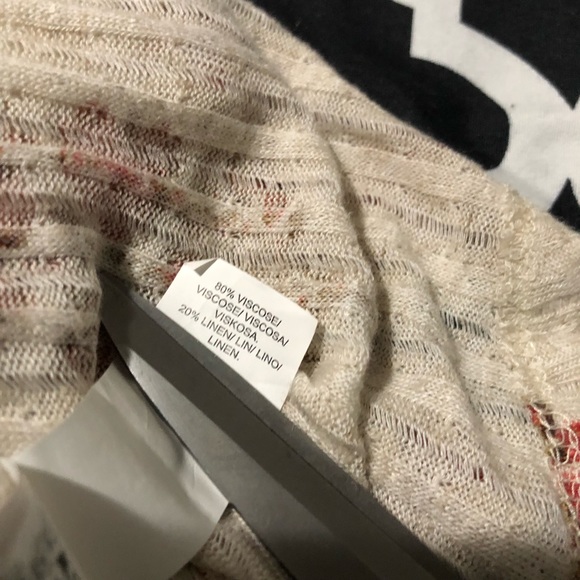 Lucky Brand Womens Floral Keyhole Sleeveless Tunic Linen Blend Small Beige Red - Picture 5 of 6